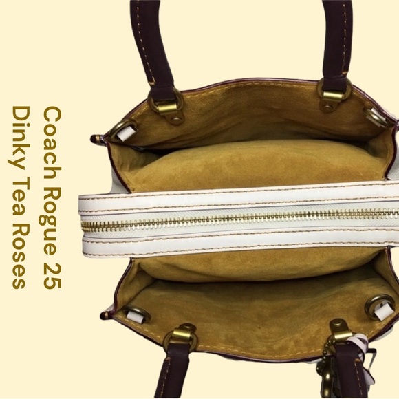 RARE Coach Rogue 25 (with Dinky Tea Roses) Satchel & Custom Dinky Tea Rose Strap - Picture 14 of 16